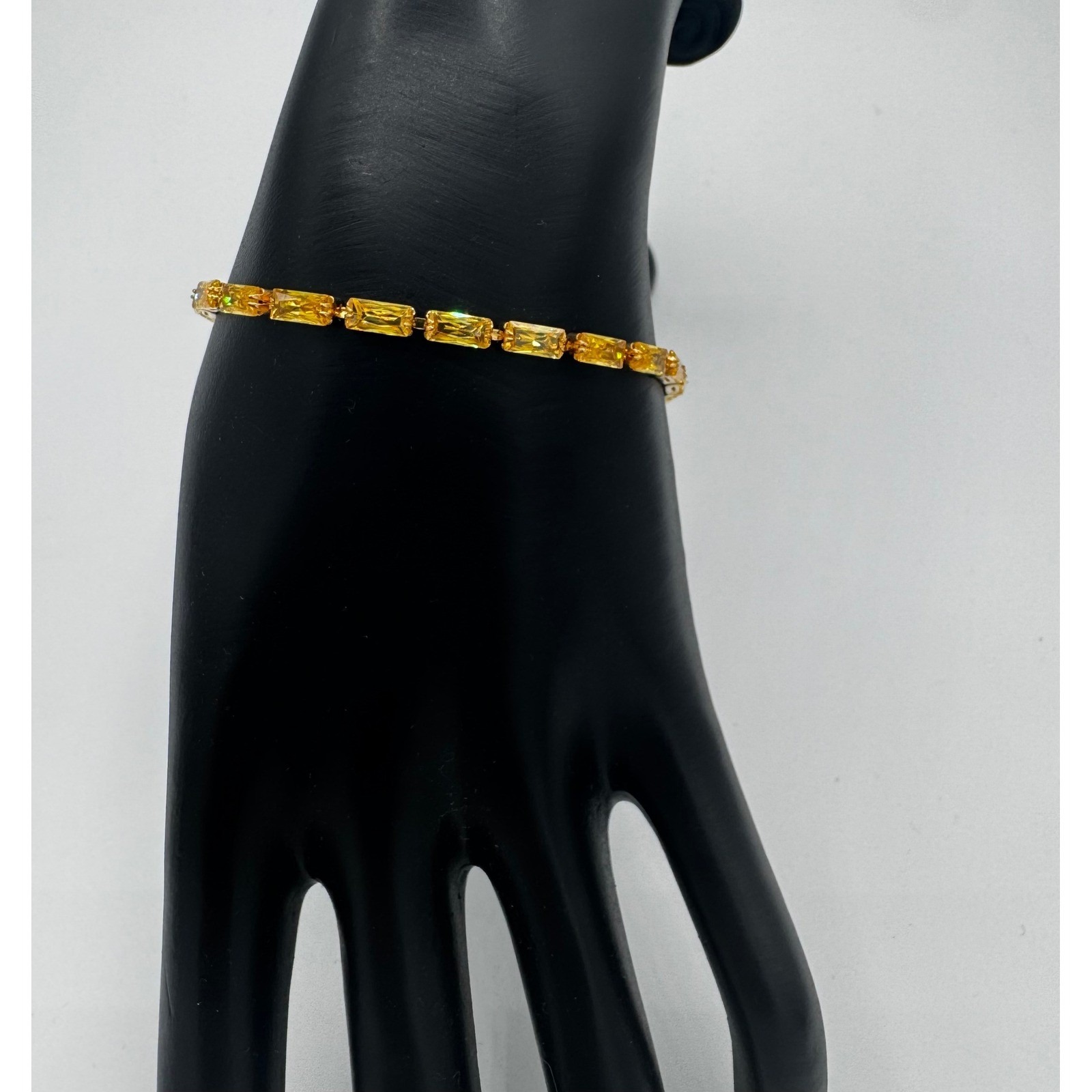 Oshena Radiance Tennis Bracelet Women Os Yellow Baguette Crystal Gold Adjustable